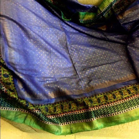 BRAND NEW!FABINDIA Pure Tussar Silk Dupatta hand block printing in foil&colors - Picture 4 of 4